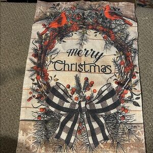 Amazon Holiday Garden Flag with Red and Black Wreath